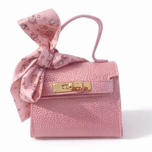 Elegant Pink Handbag with Scarf Accent